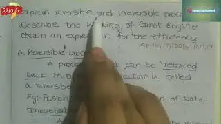 Carnot# heat# engine# physics# working# 8mark# important# question# in telugu# class11th# inter#