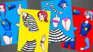 [👑Paper diy👑] POLICE vs PRISONER 💥 HUNTRIX and SAJA BOYS - KPOP DEMON HUNTERS | Sticker Book ASMR