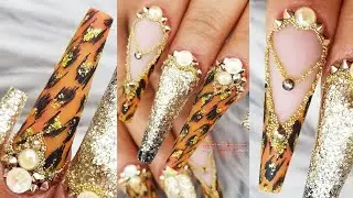 UÑAS con ANIMAL PRINT🐆❤|Acrílic Nails And Animal Print