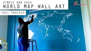 How to draw easy and simple WORLD MAP WALL ART DESIGN on master bedroom | WORLD MAP ART