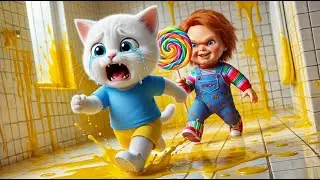 Kitten Becomes Scared of Chucky | Poor Mother Cat