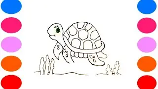 Cute Tortoise  Drawing, Painting & Coloring For Kids and Toddlers_ Child Art