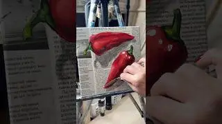 Painting Two Red Peppers in Oil #oilpainting #redpepper #foodart #realismart #artshorts #painting