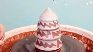 Pottery Demo , How to throw a Ceramic Christmas tree , Stoneware and porcelain Slip , decoration
