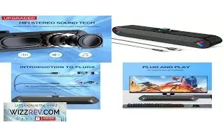 LENRUE Computer SpeakersWired USBPowered Soundbar With 10W Stereo Sound For PC Desktop