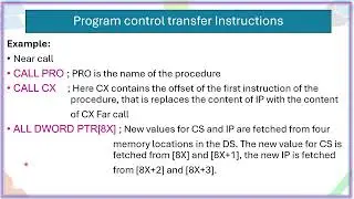 8086 Instruction set   Program control transfer Instructions