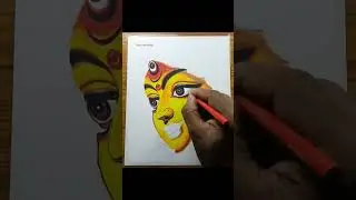 Maa Durga face drawing - Navratri drawing with oil pastels #shorts