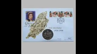 1996 Queen Elizabeth II 70th Birthday 1 Crown Coin Cover - Isle of Man First Day Cover by Mercury