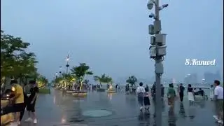 Beautiful evening at Qianjiang river Hangzhou