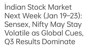 Indian Stock Market Next Week (Jan 19&ndash;23): Sensex, Nifty May Stay Volatile as Global Cues, Q3 Result