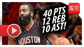 James Harden Triple-Double Highlights vs Heat (2017.01.17) - 40 Pts, 12 Reb, 10 Ast