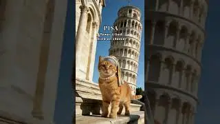 Wild! 😱😱At the Leaning Tower of Pisa&mdash;This Cat Only Cares About Cheese😼 #animalshorts #animauxmignons