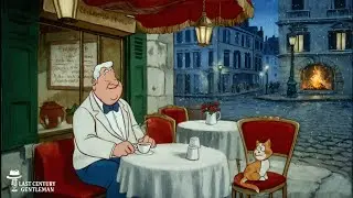 Oldies Playing in Another Room - Gentleman Enjoys a Timeless Evening in a Snowy Street Caf&eacute;