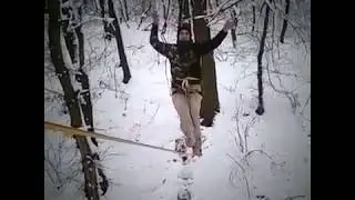 Winter slackline (HighLine)