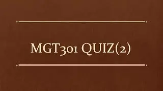 MGT301 QUIZ(2) SOLVED BY RIZ MUGHAL