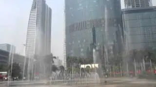 Impressive waterworks at ZhuJiang New Town - Guangzhou CBD