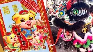 2019 Chinese Lunar New Year 舞狮 After Parade Boston Year of Pig Lion Dance (Firecrackers) M&uacute;a L&acirc;n 舞獅