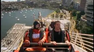 John and Harvey ride a roller coaster