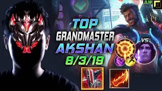 GrandMaster Акшан TOP vs Тарик - Akshan LOL Арбалет бессмертия Решительное наступление - KR 11.19