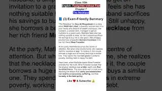 The Necklace Summary, the Necklace Class 10 Summary, Explanation, One Shot, English IMP Notes