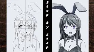 How to Draw Sakurajima Mai - [Bunny Girl Senpai] step by step(Tutorial) for beginners||very Easy!