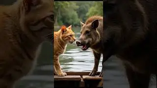 Who survives..? Wild boar vs Orange cat
