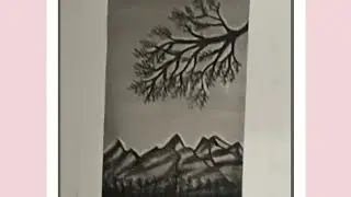 How to draw a tree branch on top of a mountain..How to draw a branch and a mountain with pencil.
