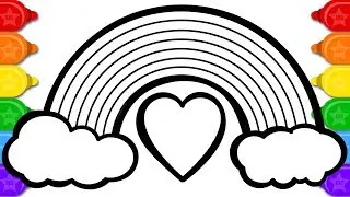 Coloring Rainbow Heart Stairs Colouring Page | Learn Colors Coloring and Drawing for kids