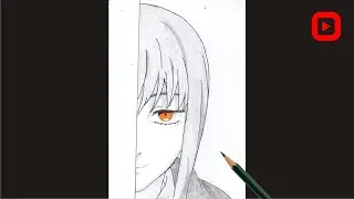 How to draw Makima Half Face || Chainsaw Man || Easy anime drawing || Easy drawing for beginners