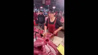 Livestream | Meat Stall Action in China | Real-Time Pork Cutting & Market Vibes