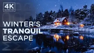 Serene Winter Wonderland: Soothing Forest, Frozen Lake & Snowfall with Relaxing Music