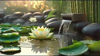 Bamboo Water Sounds + Soothing Music 😴 Insomnia Relief, Calm Anxiety and Depression, Meditation.