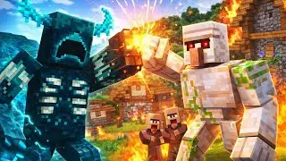 Iron Golem vs Warden | Village Defense👉 الغولم الحديدي ضد الواردن | الدفاع عن القرية