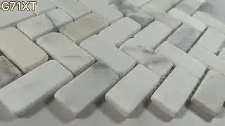 Marble Online - Calacatta Gold Marble 1x2 Herringbone Mosaic Tile Tumbled