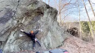 Story of a Hurricane (V7) - Faith in Friction Boulder, Fort Tryon Park, New York City, NY