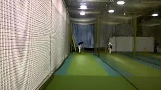 Abhi bowling in the nets..with his beer belly:)
