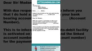 Request Letter for Deactivation of Auto Debit Facility on Credit Card