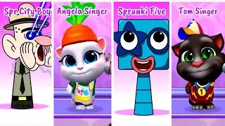 Who Will Prevail: Sprunki City Boy Sprunki Five Vs Angela Tom Singer ? 🤔 | 😮 Mega Battle #595