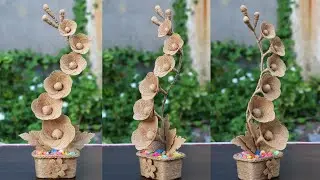DIY jute flower pot | Flower vase with jute rope | Jute Craft home decor ideas
