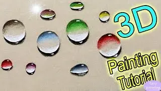 How to paint 3D WATER DROPLETS. Colorful DROPS / Bubbles / Marbles Painting Tutorial Step by Step