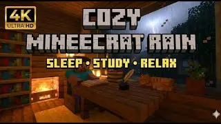 Cozy Minecraft Rain 🌧 Lo-Fi Ambience for Sleep & Study | 4K TV Screensaver