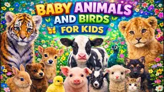 Baby Animals And Birds for Kids & Toddlers Learning | Cute Wild and Farm Animals | Educational Video