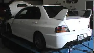SlowPoke tuned Freer Fabrication Evo 8 500+hp on 93 octane on Elite Force Mustang Dyno