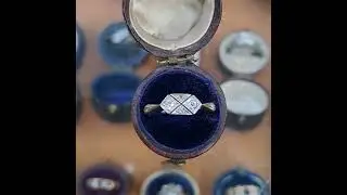 #UN335 Hexagonal Art Deco diamond ring in a very geometric composition