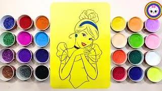Sand Painting Coloring Princess Cinderella | Disney Princess Cinderella Sand Art Tutorial