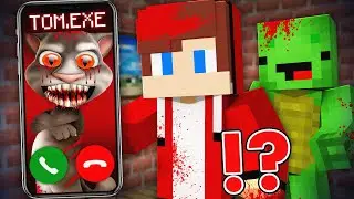 Scary Talking Tom Calls JJ and Nico at Night in Minecraft Challenge - Maizen JJ and Mikey