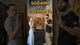 Sidearm VS Overhand Knife Throwing #shorts #knifethrower #knifeskills