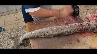 Amazing Way to Cutting Barracuda Fish by Knife & Hammer।How to Cut Barracuda Fish By Fish Master