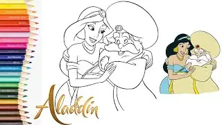 Princess Jasmin and Father (Sultan) Coloring pages