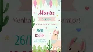 Convite de Anivers&aacute;rio tem&aacute;tico, animado Lhama #conviteanimado #aniversario #festa